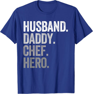 Husband Daddy Chef Hero Funny Cook Culinary Lover Vintage T-Shirt - T-Shirt | Royal