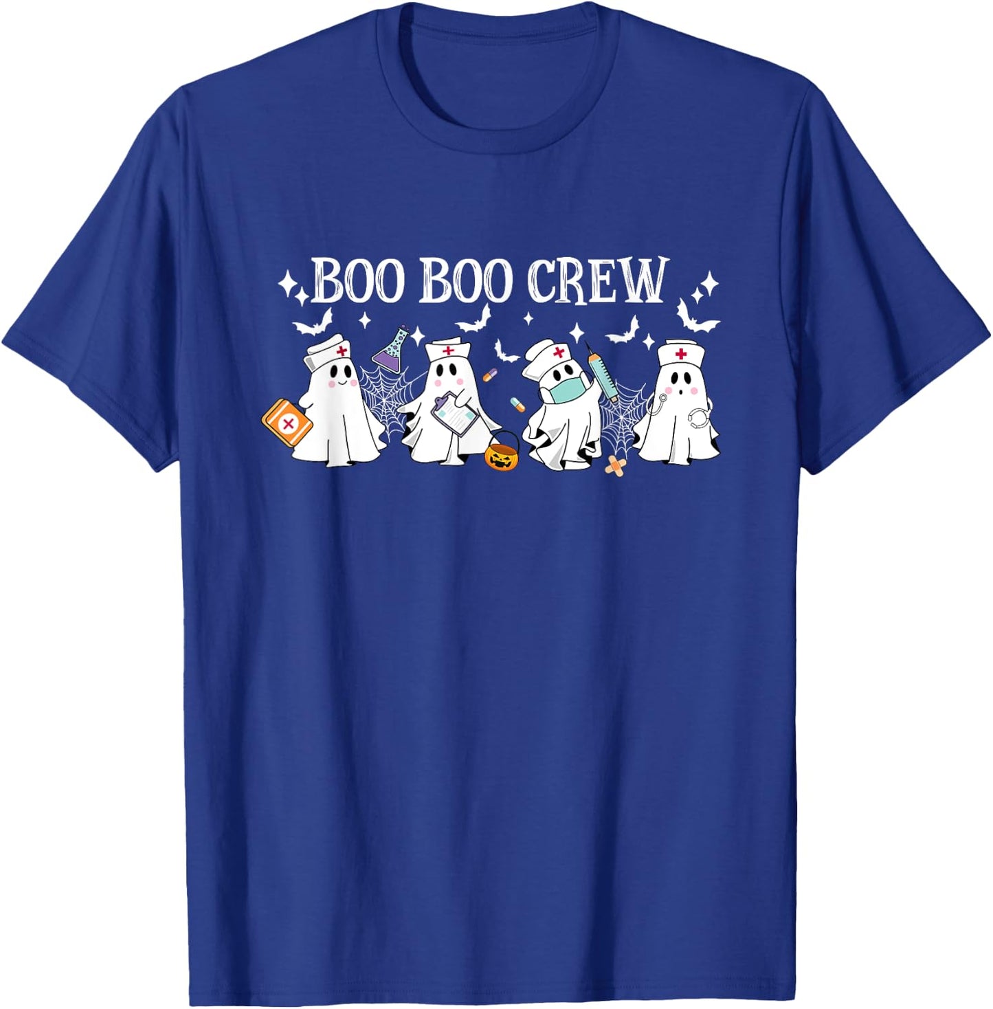 Boo Boo Crew Nurse Ghost Funny Halloween T-Shirt - T-Shirt | Royal