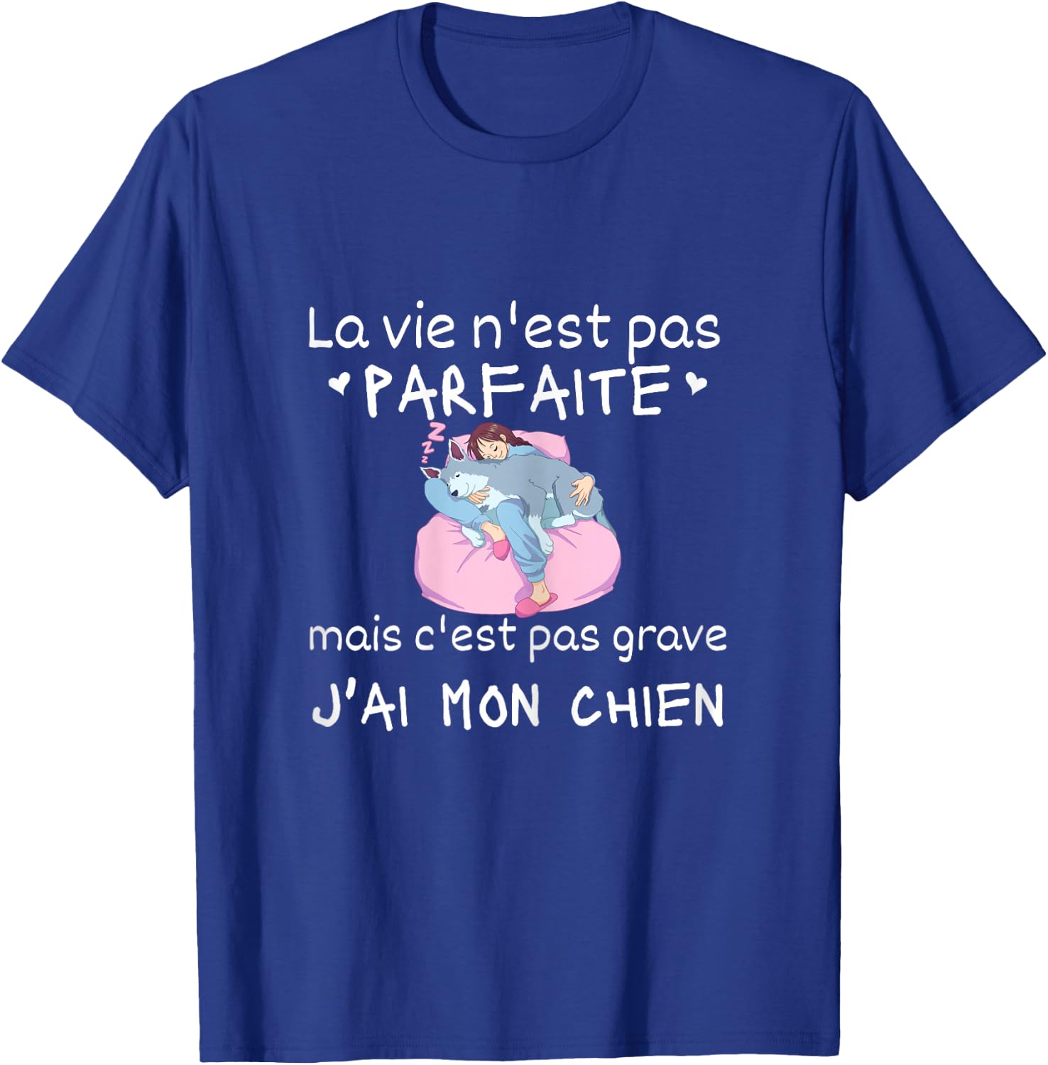 La Vie Nest Pas Parfait Gift Women's Pyjamas Dog Humour , Black T-Shirt - T-Shirt | Royal