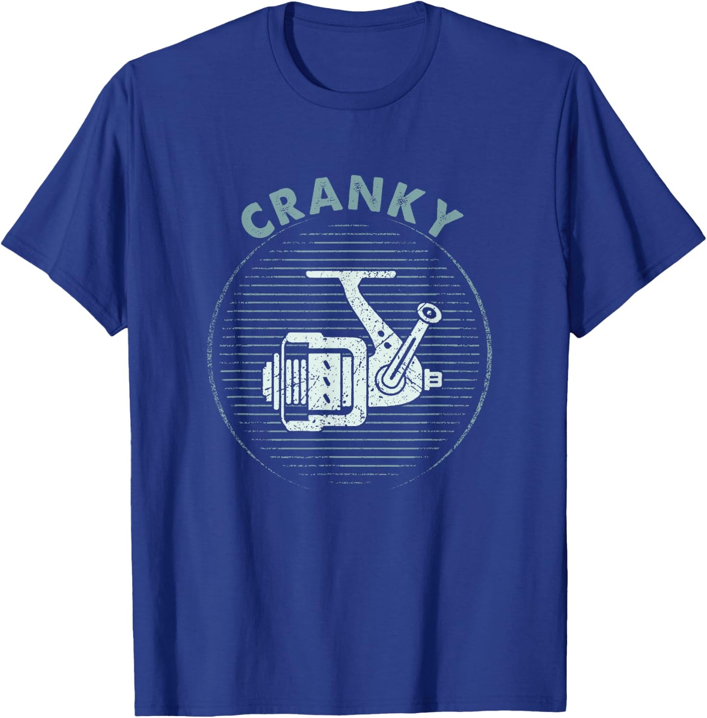 Funny Fishing , Cranky Fishing Reel T-Shirt - T-Shirt | Royal