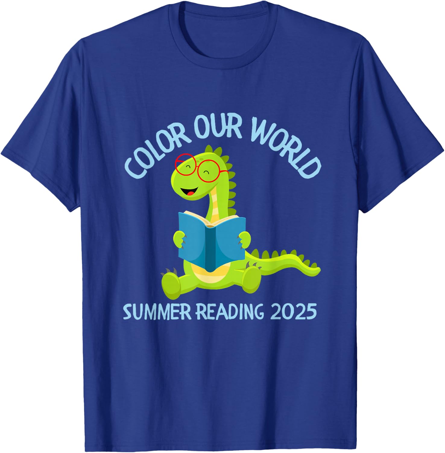 Color Our World Summer 2025 Reading Program Dinosaur T-Shirt - T-Shirt | Royal