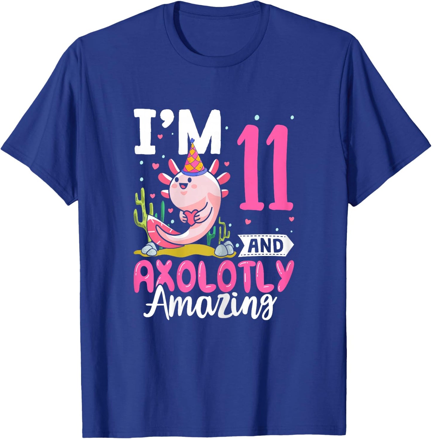 11th Birthday Shirt For Girls Axolotl 11 Year Old Birthday T-Shirt - T-Shirt | Royal