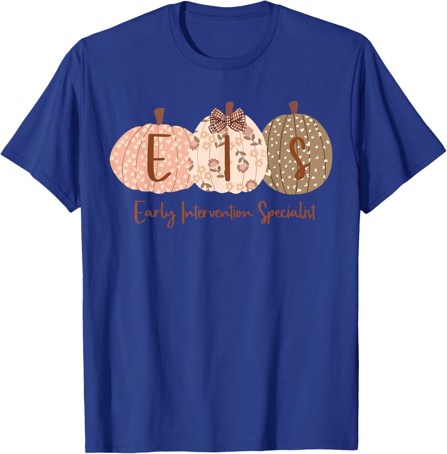 Early Intervention Specialist Pumpkin Bow EIS Fal Halloween T-Shirt - T-Shirt | Royal