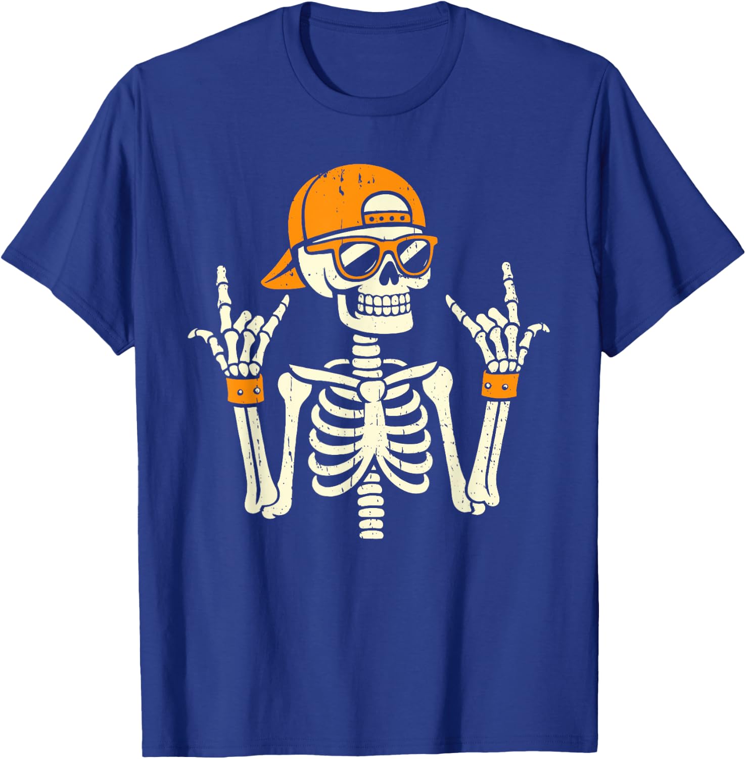 Rocker Skeleton Cap Skater Cool Halloween Punk Rock Men Boys T-Shirt - T-Shirt | Royal