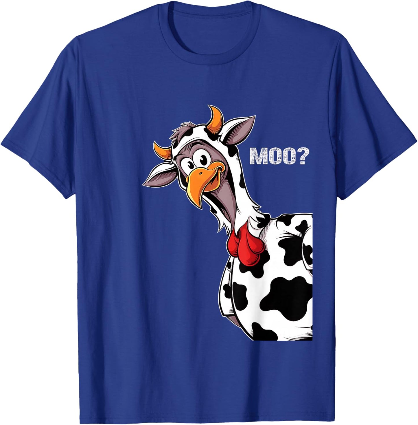 Turkey Moo Funny Thanksgiving Turkey Dressed As A Cow T-Shirt - T-Shirt | Royal