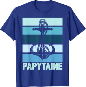 Papytaine Du Vire Grandpa Captain Boat Humour Sailor , Black T-Shirt - T-Shirt | Royal