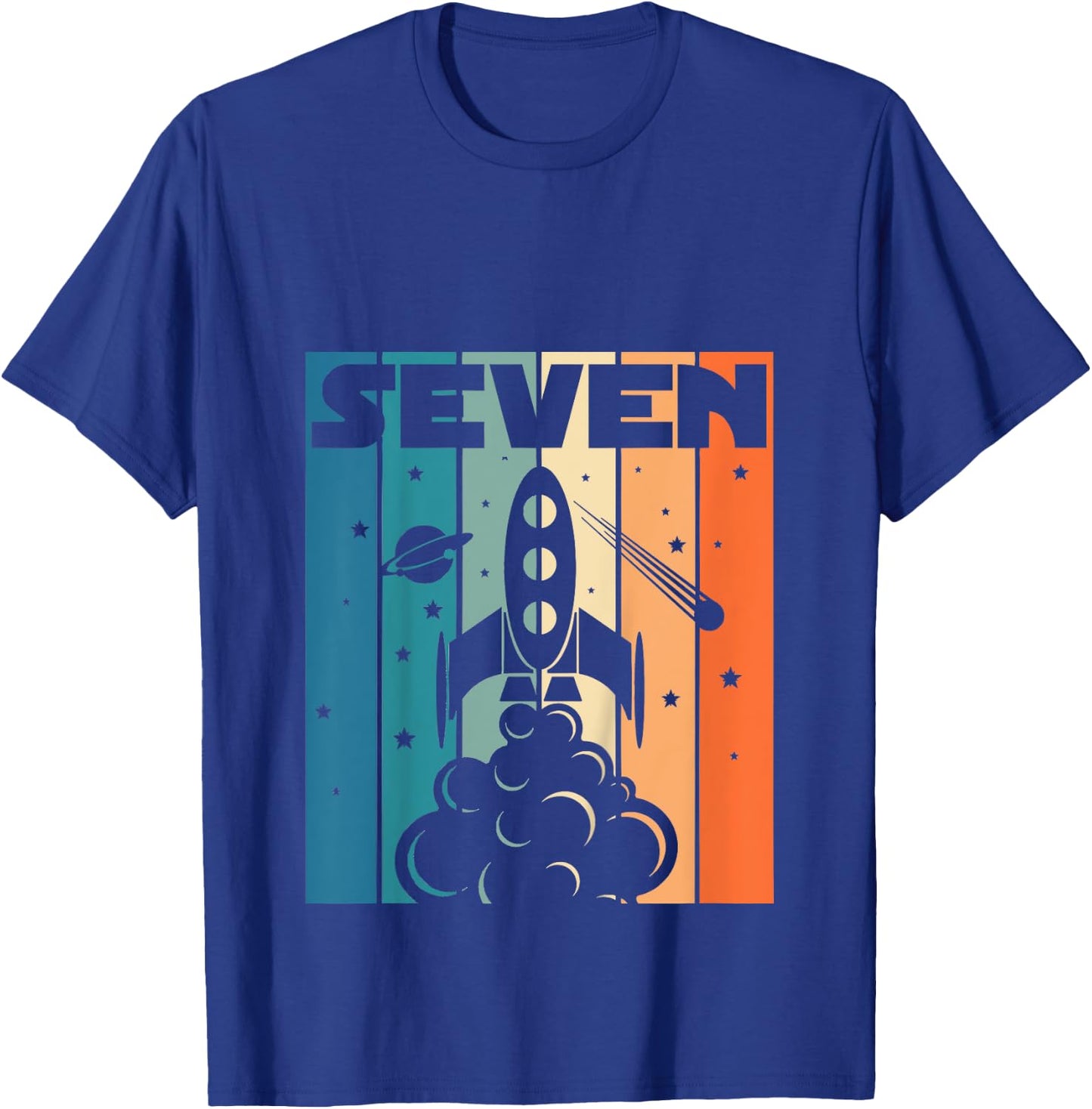 7 Year Old 7th Space Rocket Astronaut Birthday Boys Girls T-Shirt - T-Shirt | Royal