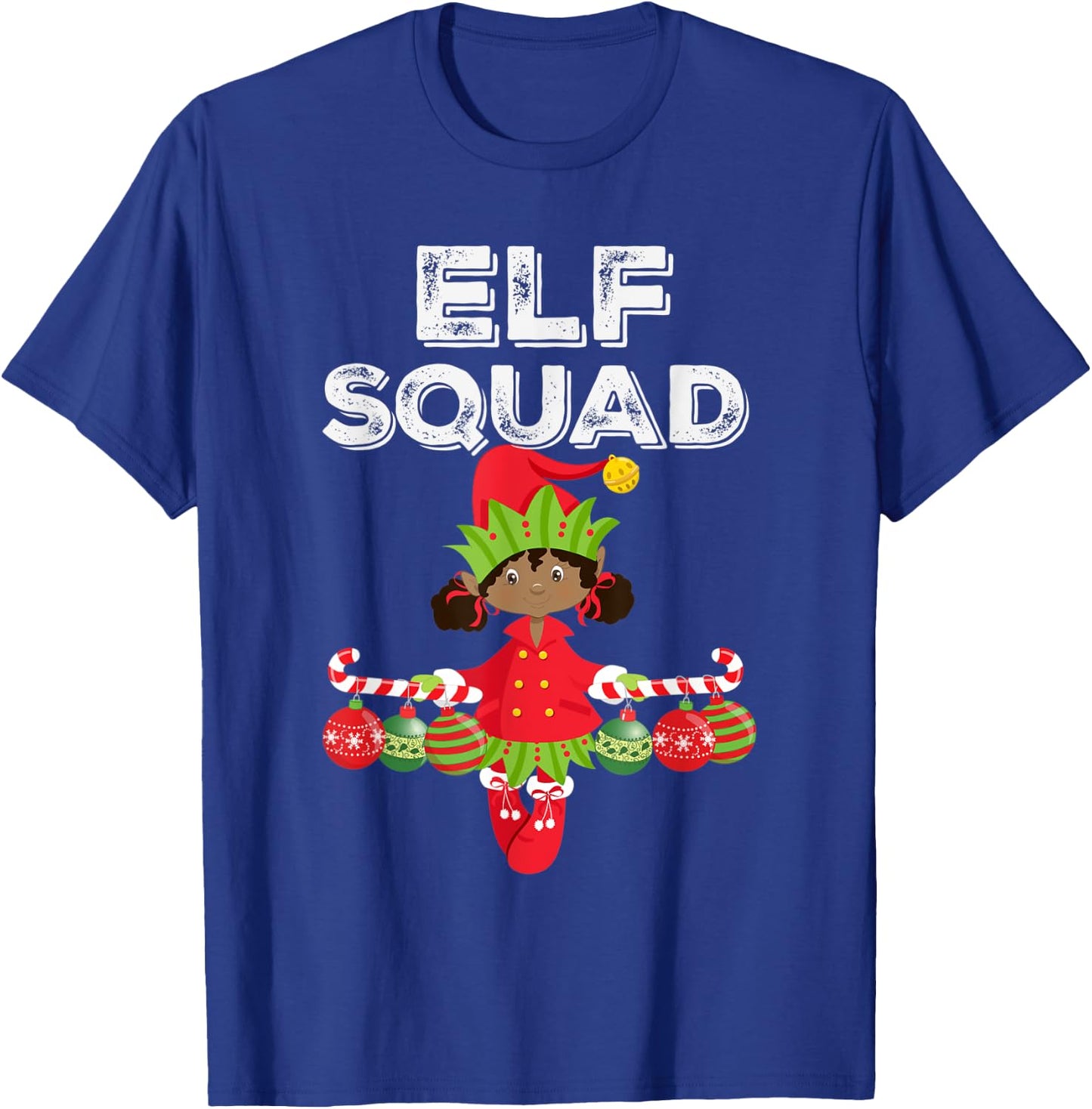 Elf Squad Girl African American Kids Cute Matching Christmas T-Shirt - T-Shirt | Royal