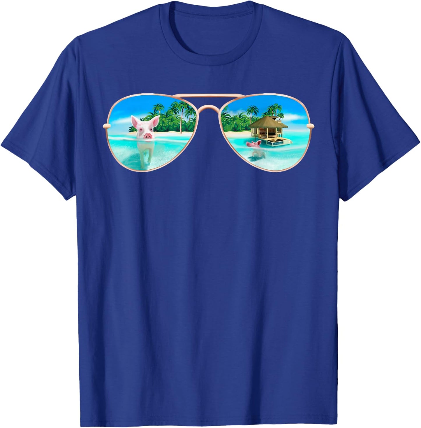 Swimming Bahamas Pigs Summer Vacation Sunglasses T-Shirt - T-Shirt | Royal