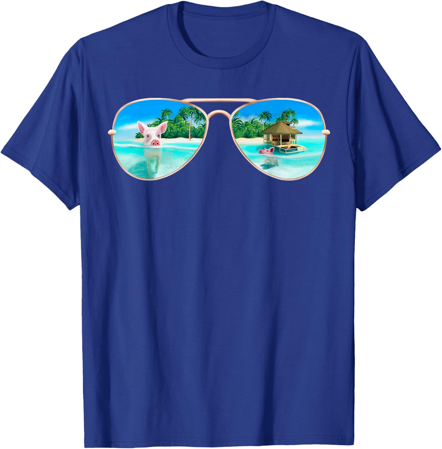 Swimming Bahamas Pigs Summer Vacation Sunglasses T-Shirt - T-Shirt | Royal