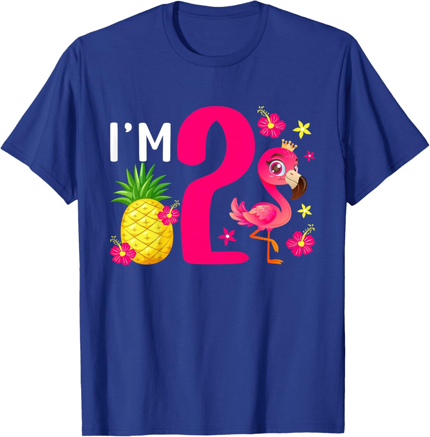 Kids 2nd Flamingo Birthday Party 2 Year Old Flamingo Girl T-Shirt - T-Shirt | Royal