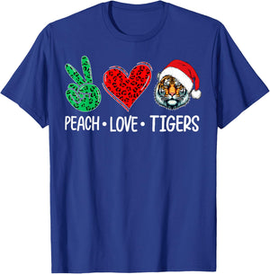 Tigers Wearing Santa Hat Christmas Party Peace Love Tigers T-Shirt - T-Shirt | Royal