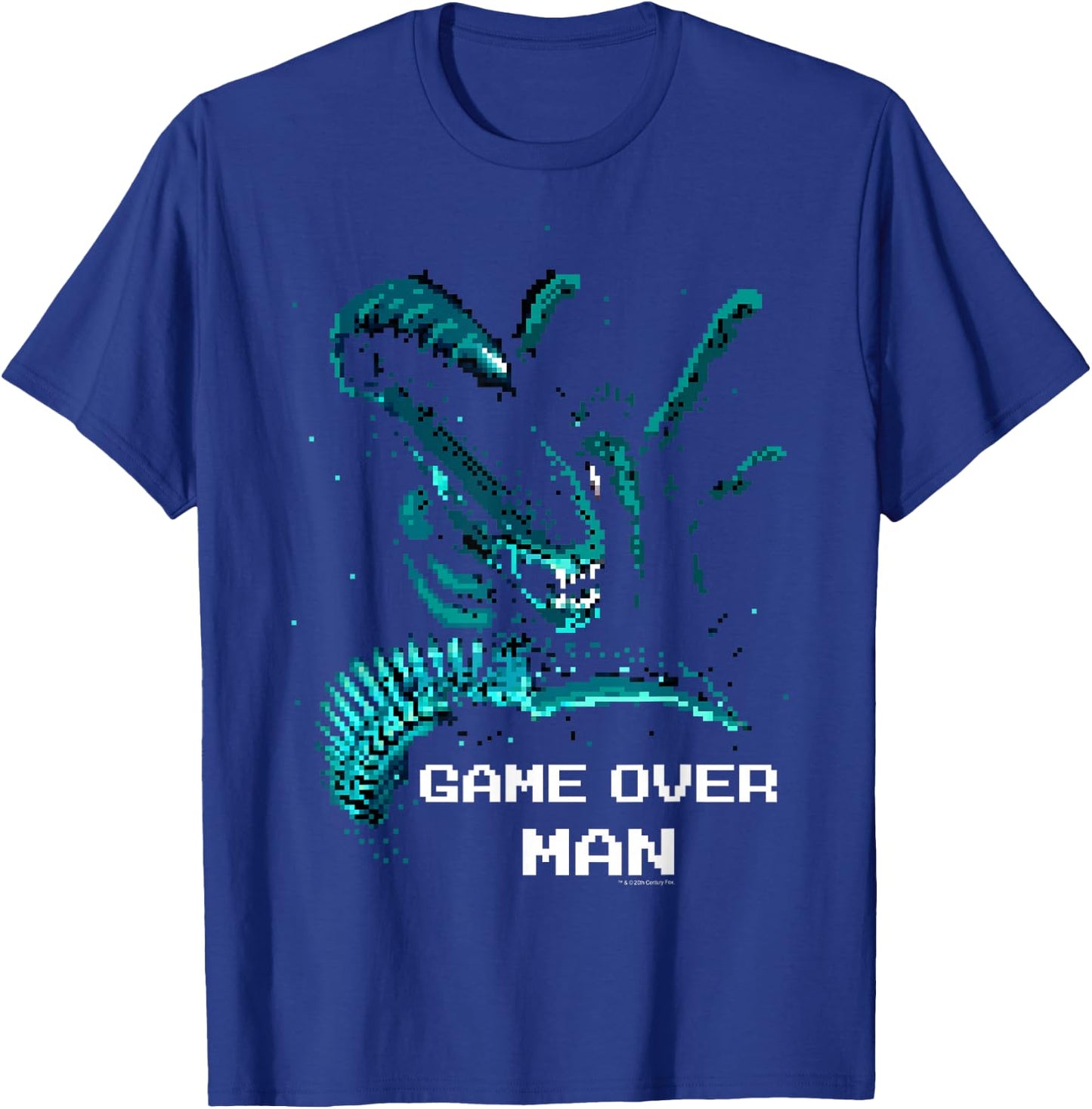 Aliens Iconic Xenomorph Game Over Man Pixelated Style Logo T-Shirt - T-Shirt | Royal
