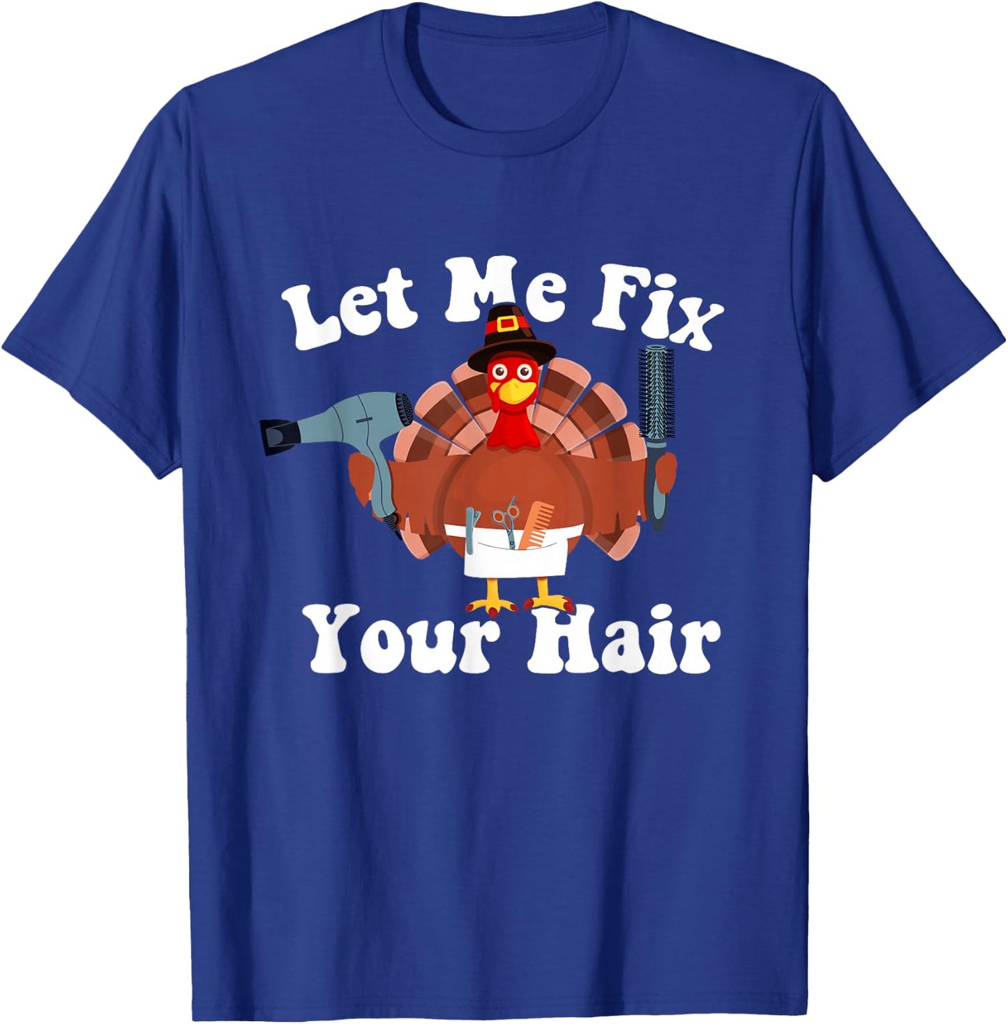 Funny Turkey Hair Dresser Hairstylist Thanksgiving Barber T-Shirt - T-Shirt | Royal
