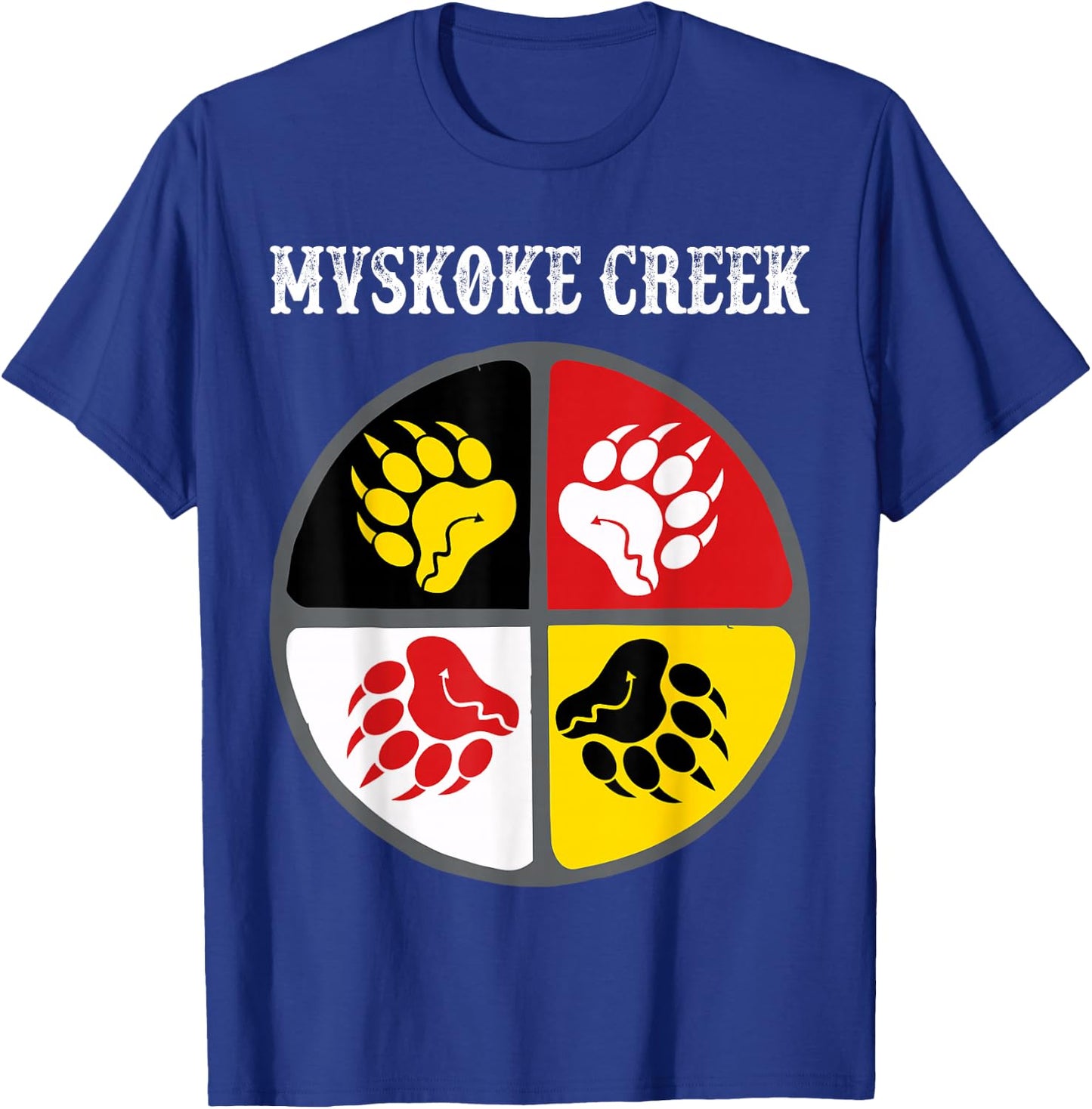 Mvskoke Creek Muskogee Tribe Native American Medicine Wheel T-Shirt - T-Shirt | Royal
