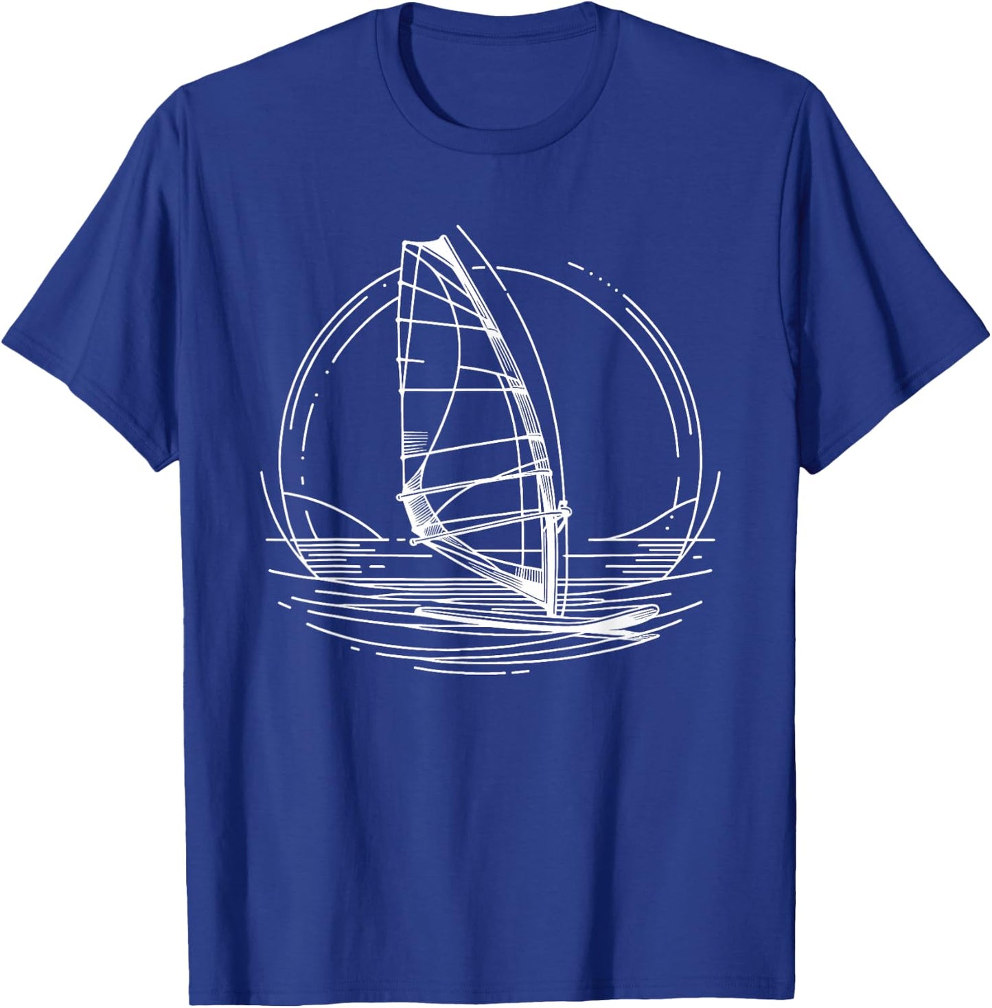Line Art Windsurfing Windsurf Windsurfer Boardsailing T-Shirt - T-Shirt | Royal