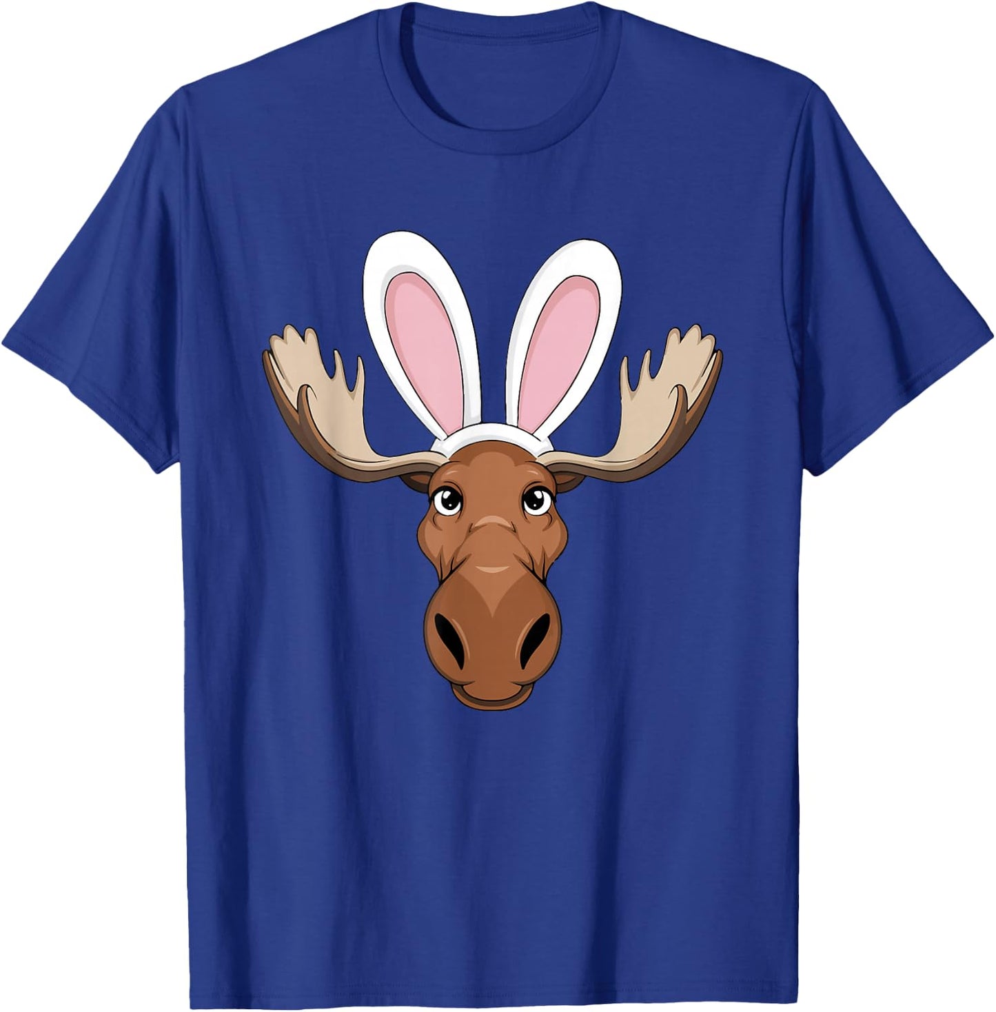 Moose with Bunny Ears Funny Easter Kids Boys Girls & Adults T-Shirt - T-Shirt | Royal