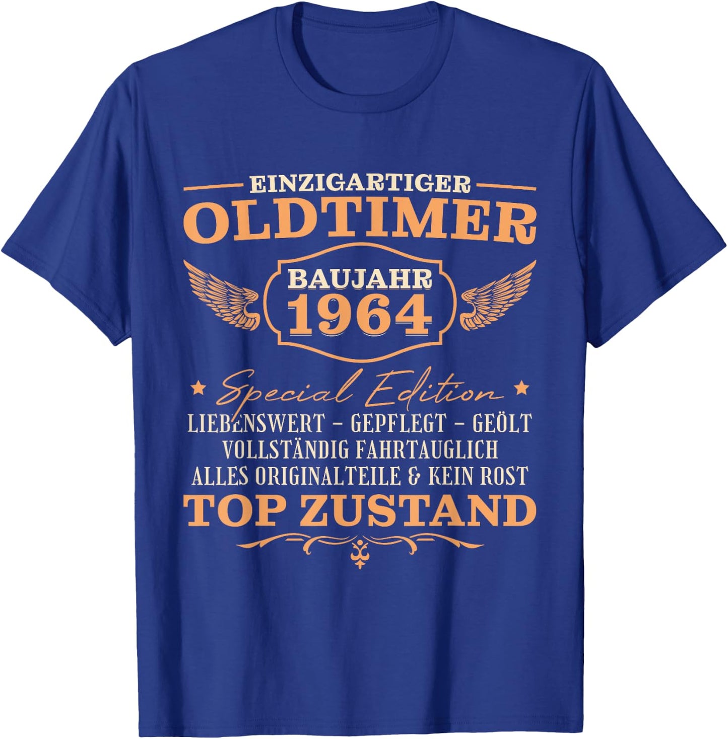 Vintage 1964 Born Vintage 60th Birthday , black T-Shirt - T-Shirt | Royal