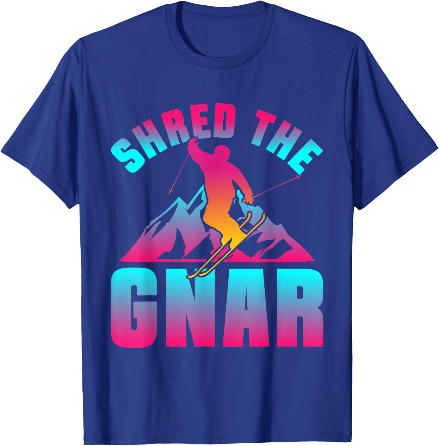 Retro Ski 90s 80s Skiing Outfit Shred The Gnar Skiing T-Shirt - T-Shirt | Royal