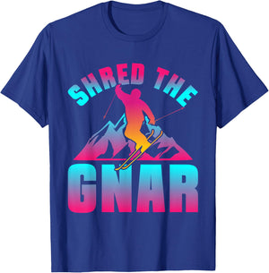 Retro Ski 90s 80s Skiing Outfit Shred The Gnar Skiing T-Shirt - T-Shirt | Royal