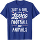 Just A Girl Who Loves Football And Animals Gift Women T-Shirt - T-Shirt | Royal