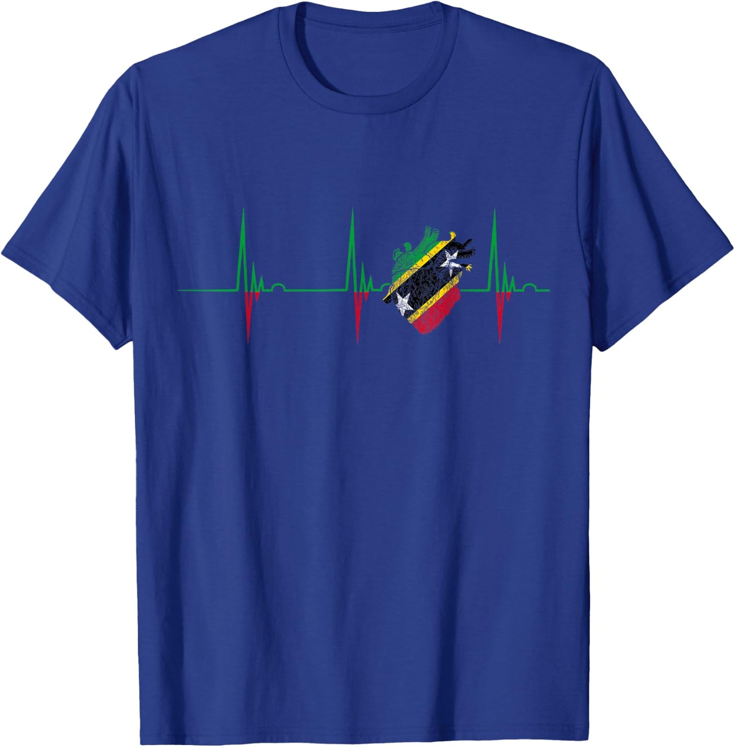 Saint Kitts and Nevis Nevisian Pride Heartbeat EKG Pulse T-Shirt - T-Shirt | Royal