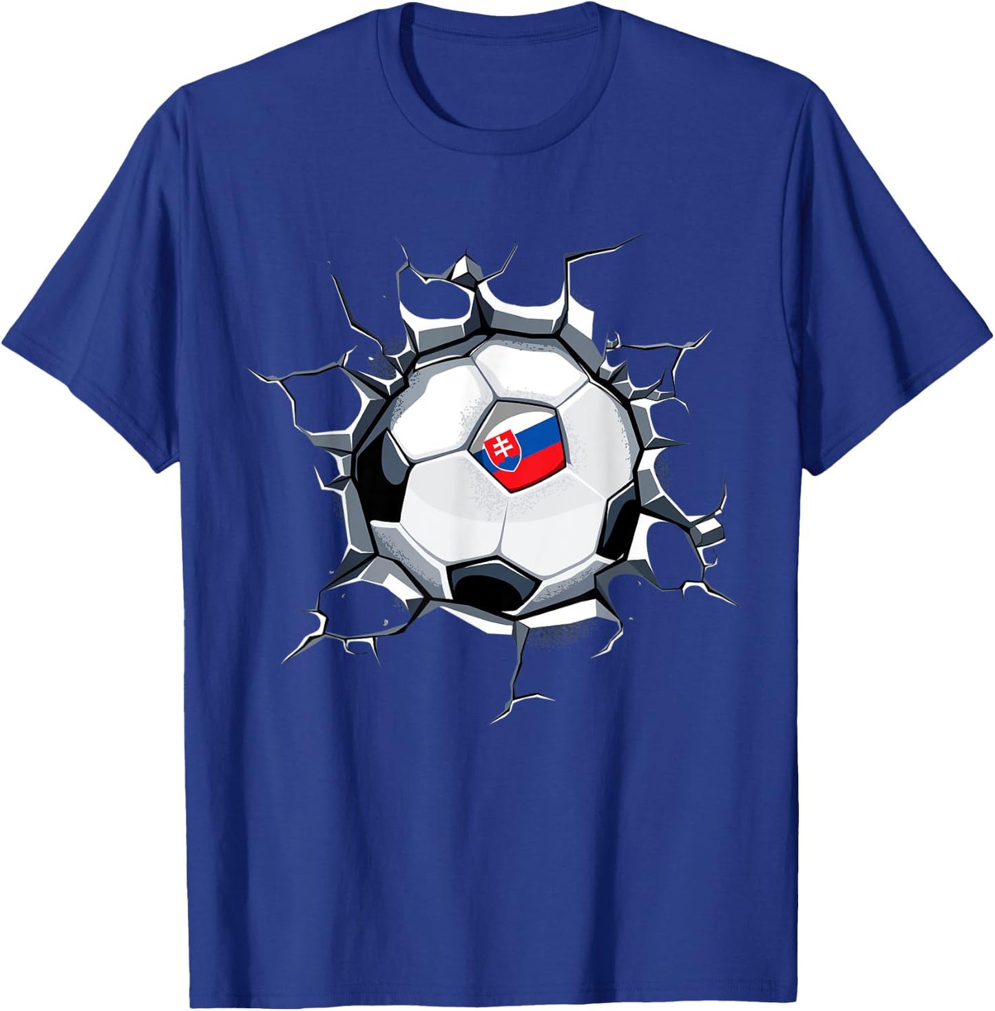 Slovakia Soccer Fan Jersey Slovak Football Flag Cracked Wall T-Shirt - T-Shirt | Royal