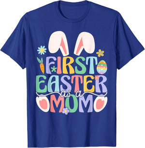 First Easter As A Mom Funny Easter Bunny New Mommy T-Shirt - T-Shirt | Royal