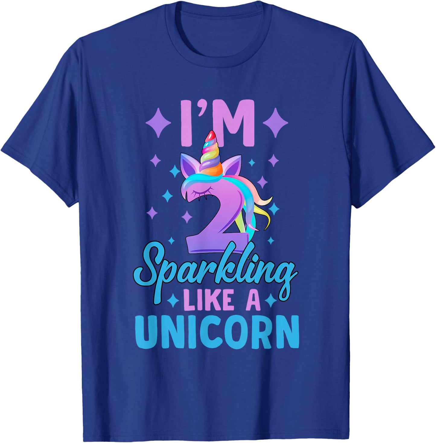 2nd Birthday Unicorn Birthday Party 2 Year Old Girls T-Shirt - T-Shirt | Royal