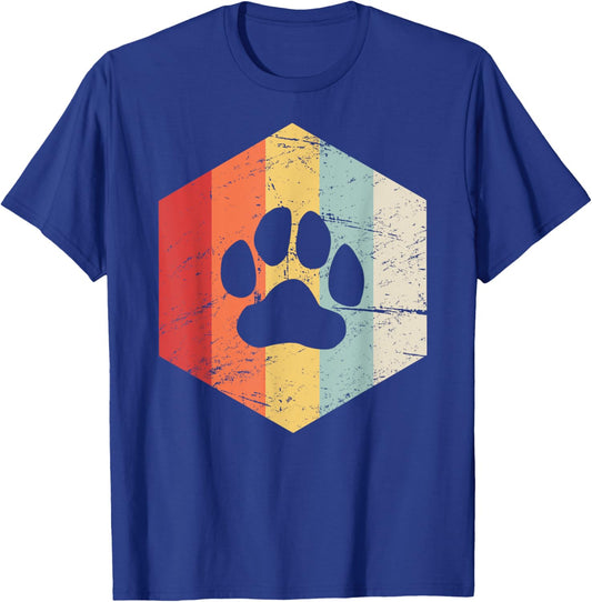 Retro Vintage Paw Print Furry T-Shirt - T-Shirt | Royal
