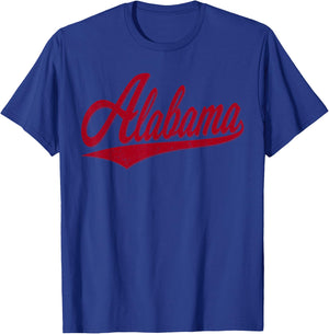 Alabama Varsity Script Vintage Retro Sports Jersey Style T-Shirt - T-Shirt | Royal