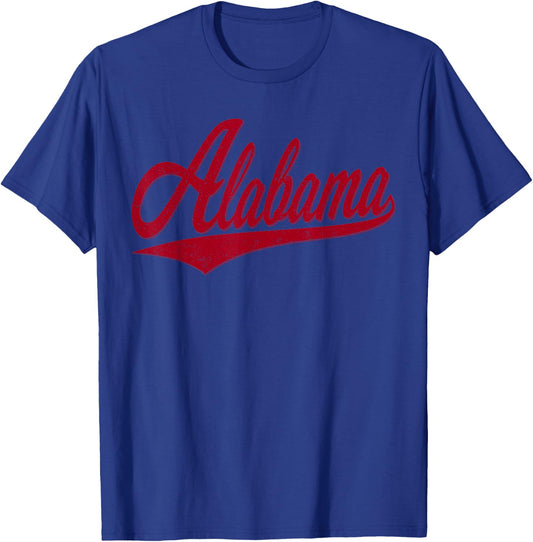 Alabama Varsity Script Vintage Retro Sports Jersey Style T-Shirt - T-Shirt | Royal
