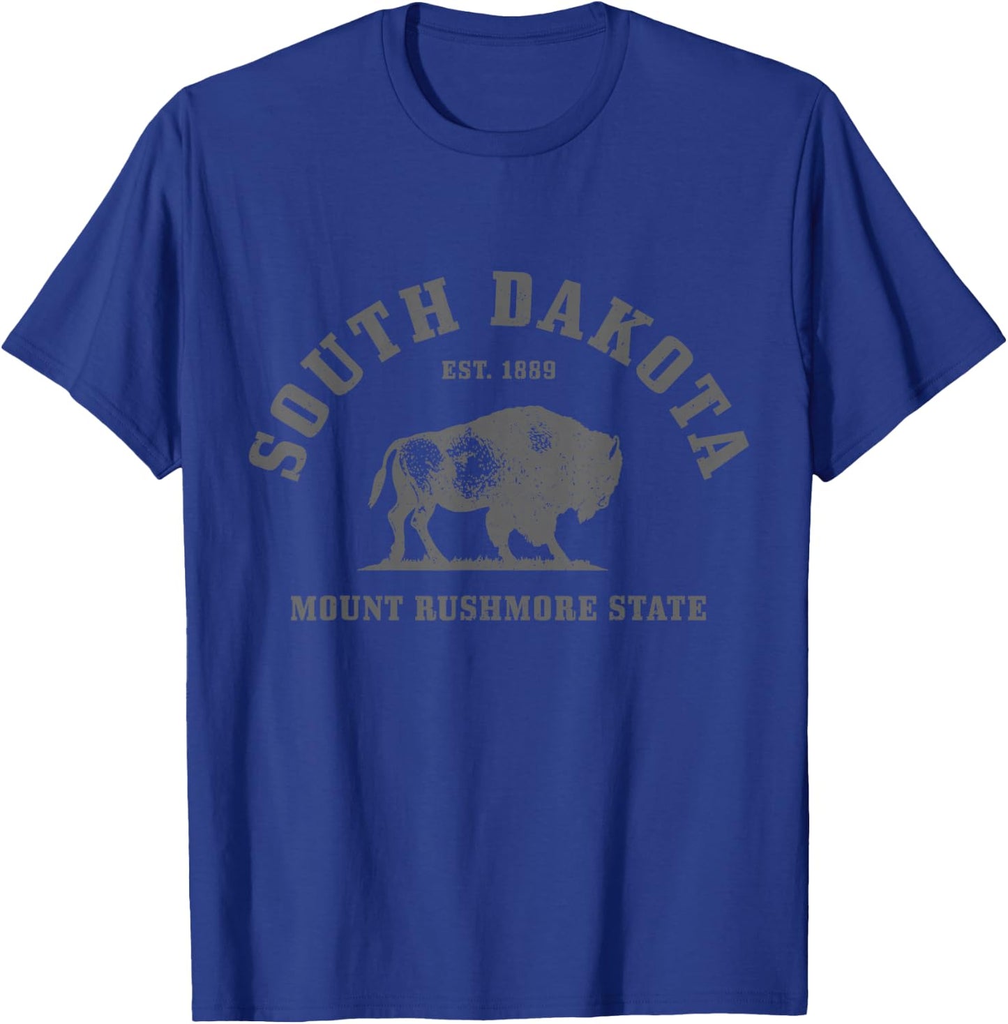South Dakota Est. 1889 Mount Rushmore State Bison Vintage T-Shirt - T-Shirt | Royal