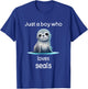 Kids Seal Lover Shirt for Boys Animal Lover I Love Seals T-Shirt - T-Shirt | Royal