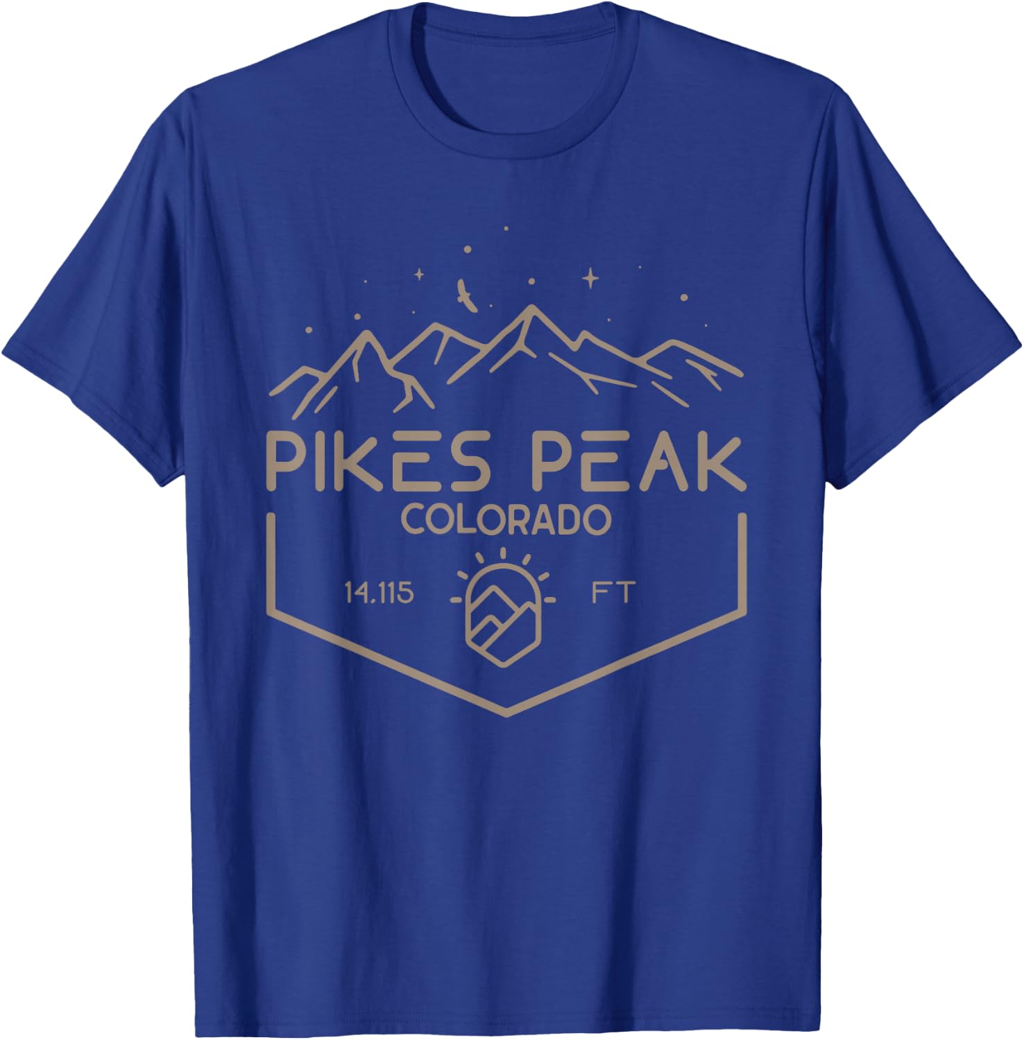 Pikes Peak 14,115 Ft. Colorado Mountains T-Shirt - T-Shirt | Royal