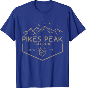 Pikes Peak 14,115 Ft. Colorado Mountains T-Shirt - T-Shirt | Royal