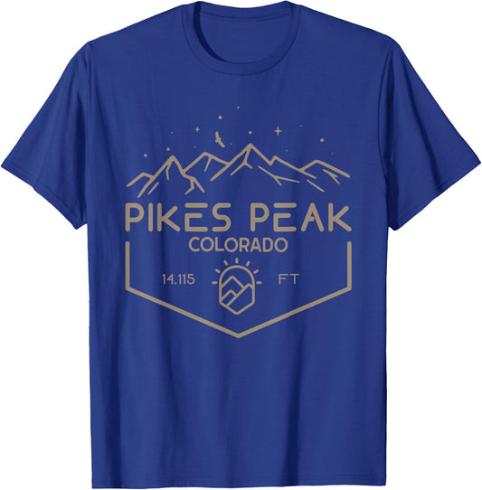 Pikes Peak 14,115 Ft. Colorado Mountains T-Shirt - T-Shirt | Royal