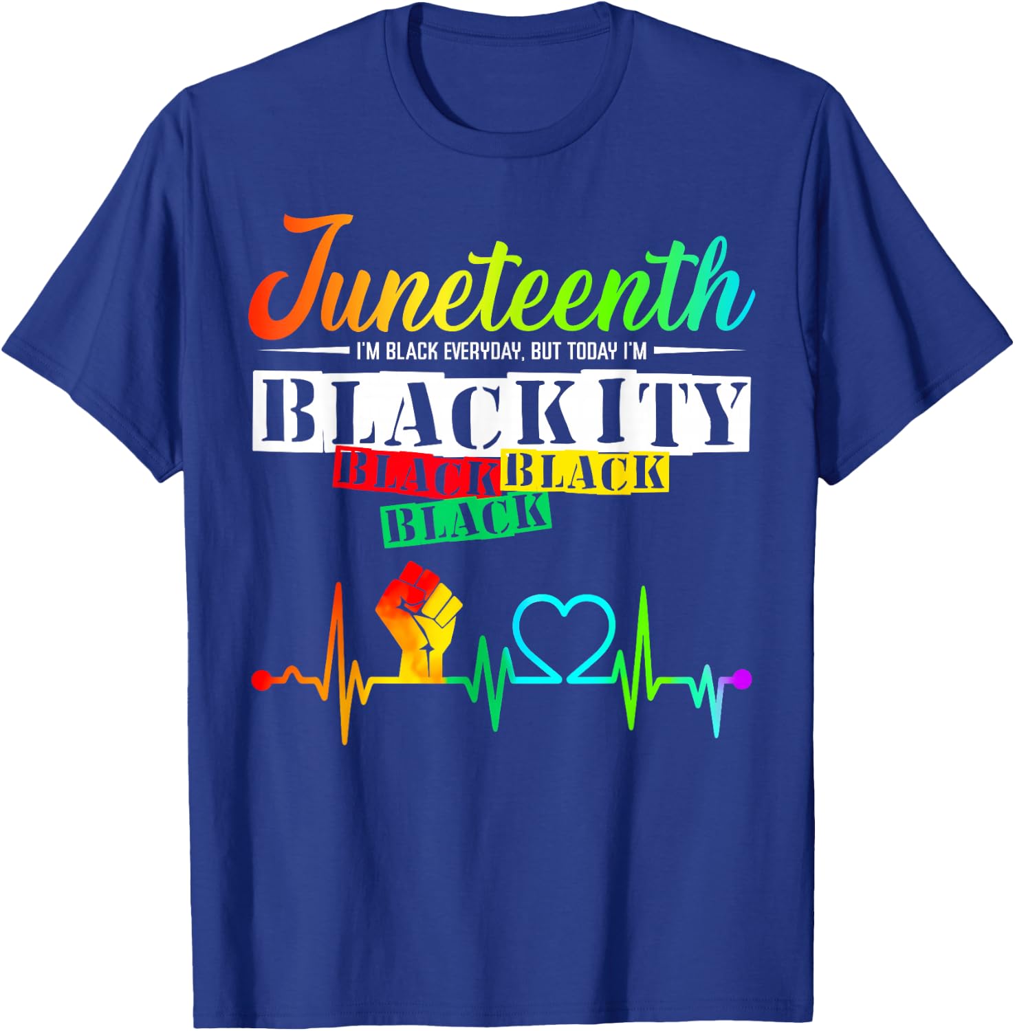 Juneteenth Blackity Heartbeat Black History African America T-Shirt - T-Shirt | Royal