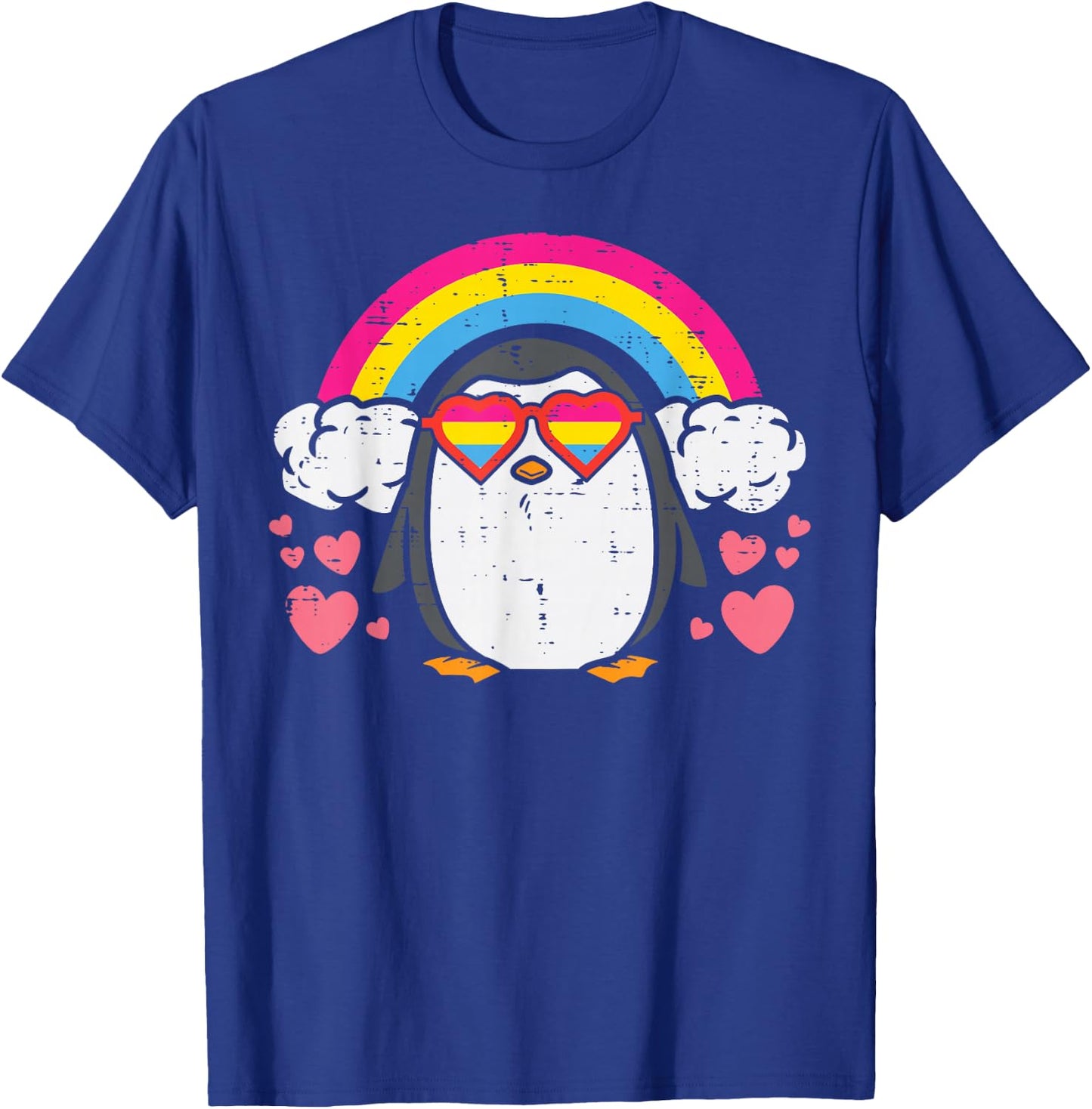 Penguin Pansexual Sunglasses Rainbow Pan Pride Men Women T-Shirt - T-Shirt | Royal