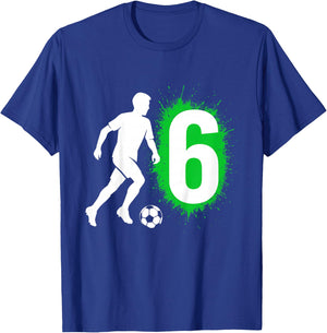 Enfant 6e Anniversaire de Football, garçon | Six, 6 Ans garçon T-Shirt - T-Shirt | Royal
