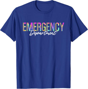 Emergency Department Emergency Room Nursing Leopard Tie Dye T-Shirt - T-Shirt | Royal