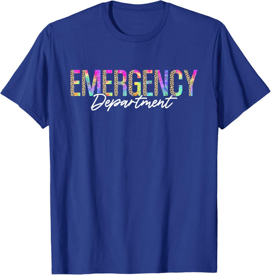 Emergency Department Emergency Room Nursing Leopard Tie Dye T-Shirt - T-Shirt | Royal