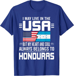 I May Live In USA But My Heart Always Belongs To Honduras T-Shirt - T-Shirt | Royal