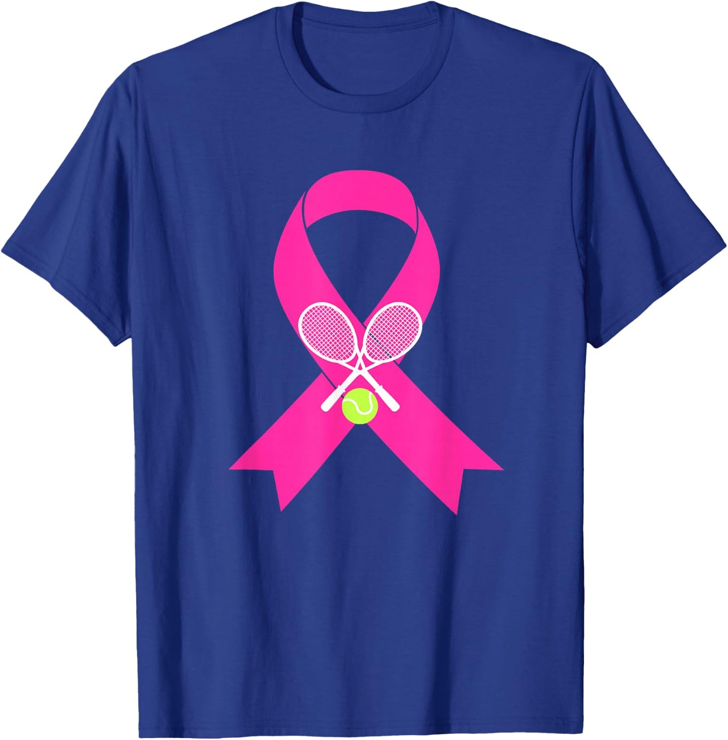 Tennis Breast Cancer Awareness Pink Ribbon T-Shirt - T-Shirt | Royal