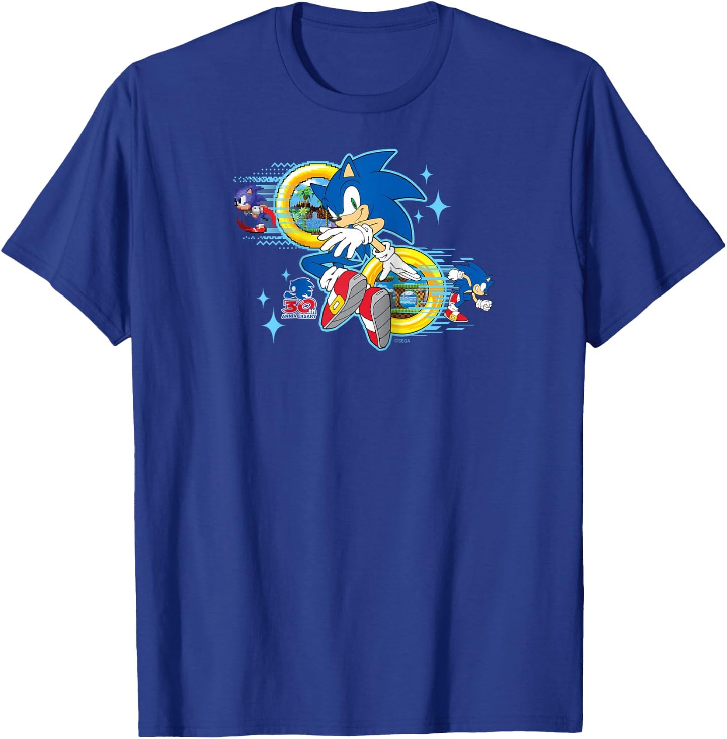 Sonic the Hedgehog's 30th Anniversary Raglan Baseball T-Shirt - T-Shirt | Royal