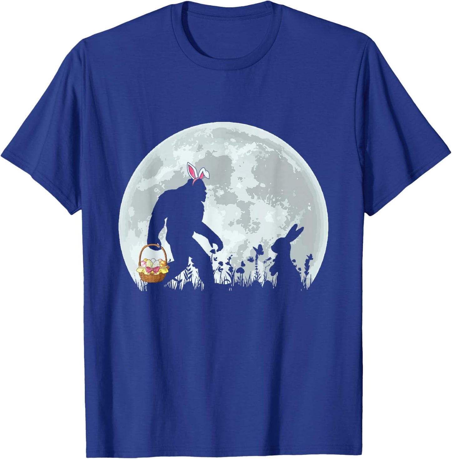 Funny Bigfoot Easter Basket Bunny Silhouette Boys Girls Kids T-Shirt - T-Shirt | Royal