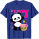 Kids Panda with Kawaii Cake 7 Years Old Girls Birthday Party T-Shirt - T-Shirt | Royal