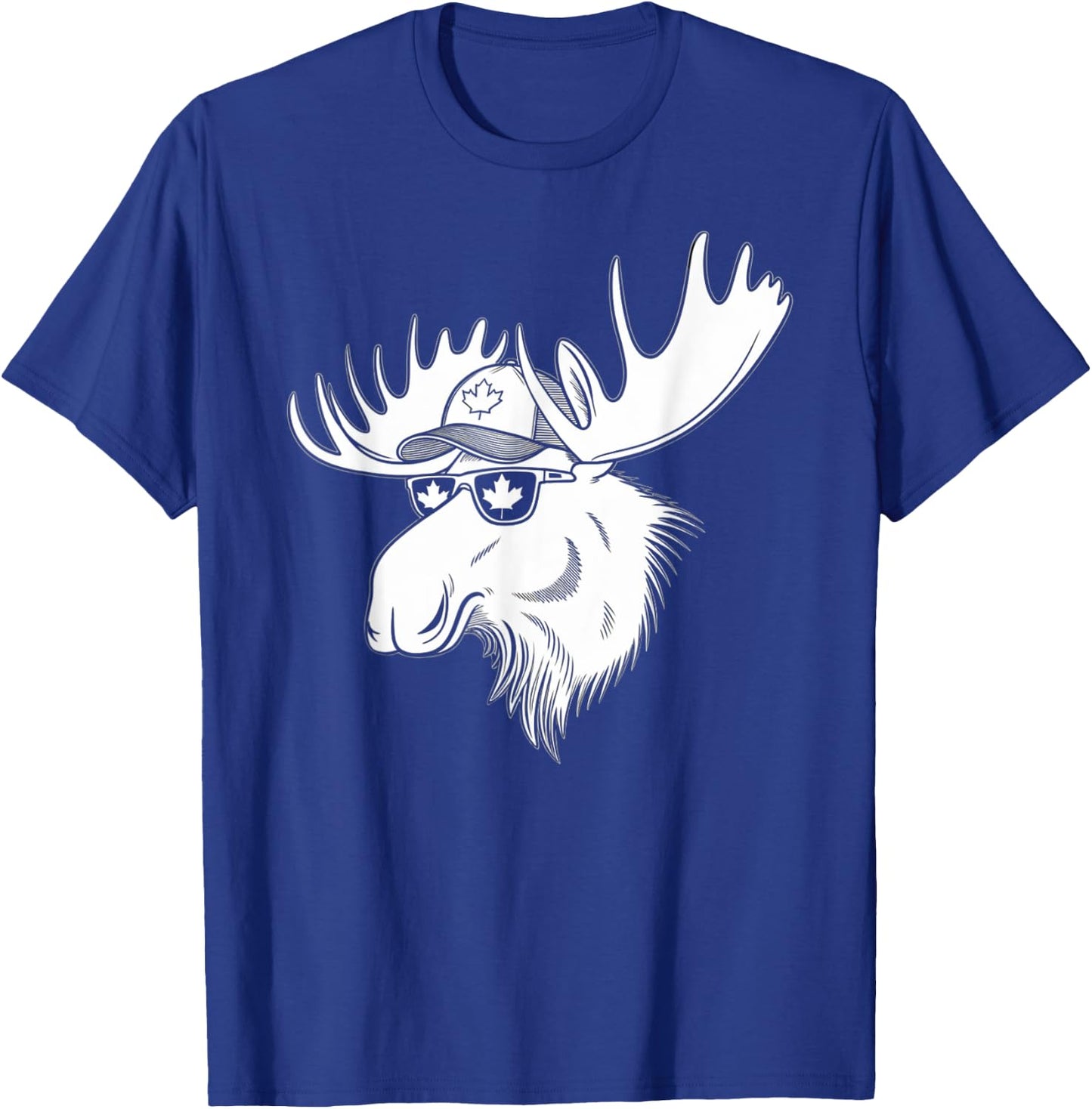 Canada Day Canadian Flag Maple Leaf Moose Sunglasses Funny T-Shirt - T-Shirt | Royal