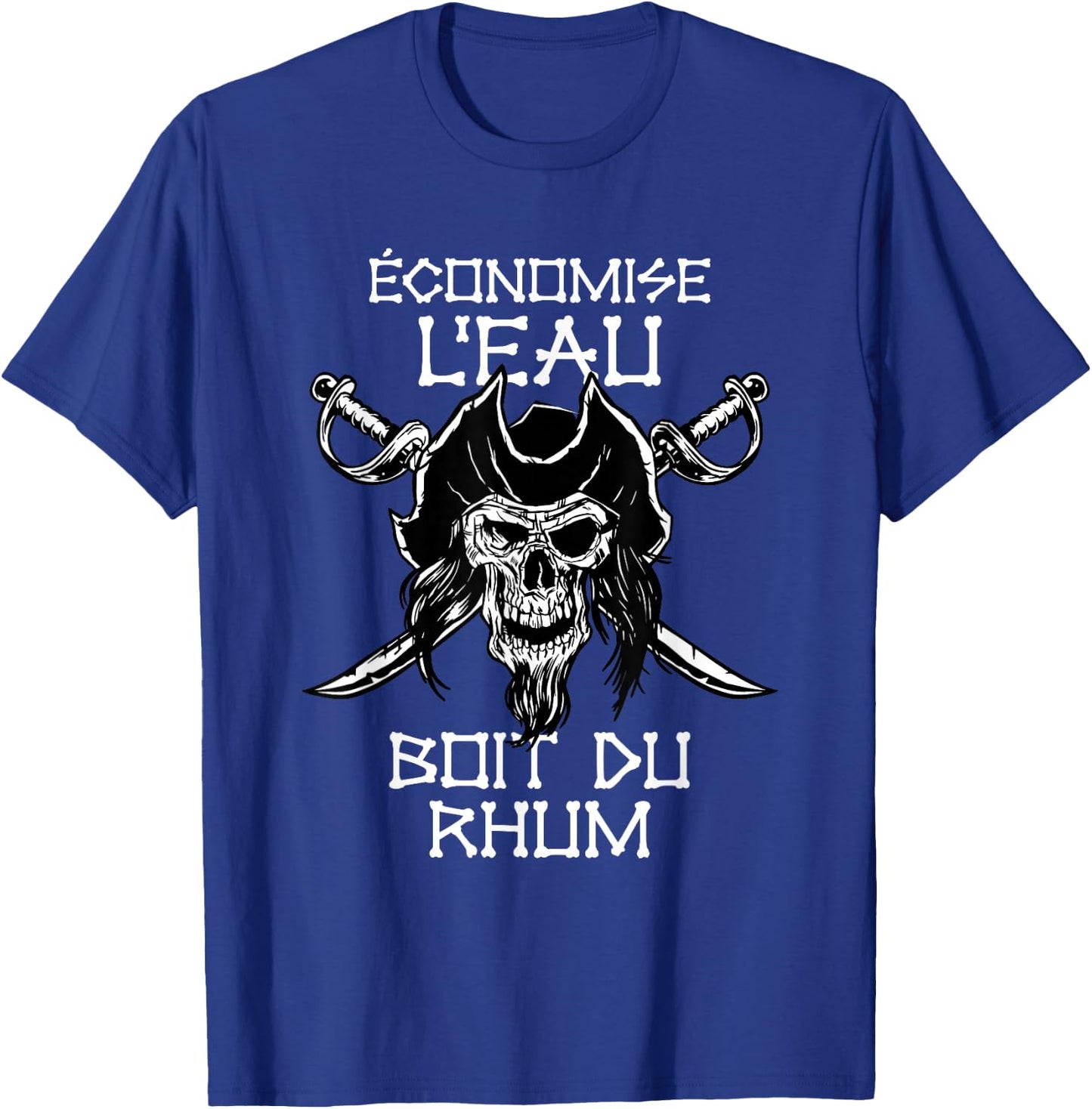 Drink Rum - Saves Water, Drink Rum. Pirate , Black T-Shirt - T-Shirt | Royal