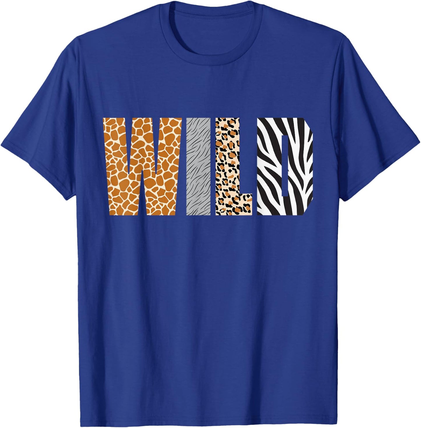 Wild Animal Pattern Giraffe Wolf Leopard Zebra Animal Print T-Shirt - T-Shirt | Royal